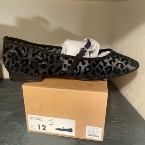 J. Crew Black and Gray Leopard Flats